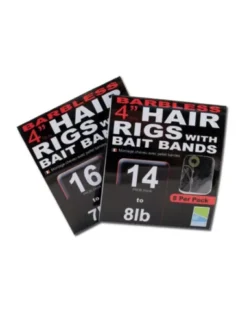 Preston BARBLESS 4" HAIR RIGS WITH BAIT BANDS SIZE 10 (10)