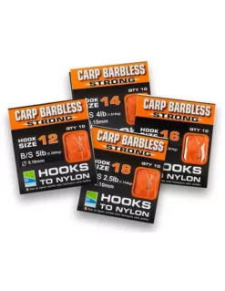 Preston BARBLESS CARP STRONG HOOKS TO NYLON - SIZE 18 (10)