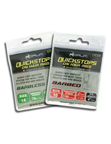 KORUM BARBED HAIR RIGS WITH QUICKSTOPS SIZE 16