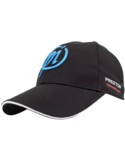 Preston NEW Pi BLACK CAP - WITH WHITE TRIM PEAK