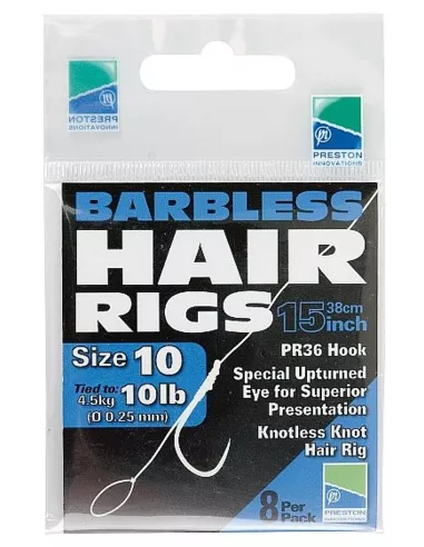 PRESTON BARBLESS HAIR RIGS SHORT SIZE 16 (10)