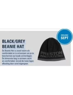 Preston Black Grey Beanie Hat/Muts